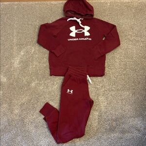 Under Armour Maroon Hoodie and Sweatpants Set
